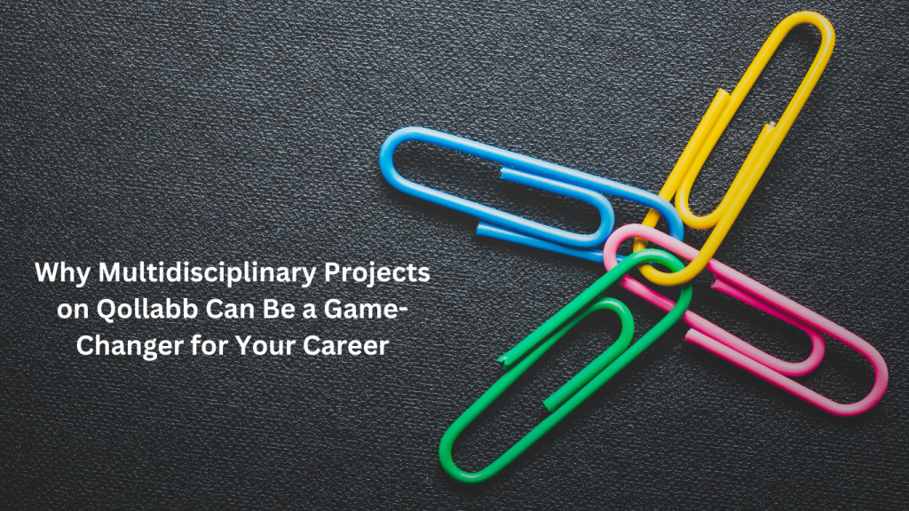 Colorful interconnected paper clips symbolizing collaboration and diversity, highlighting why multidisciplinary projects on Qollabb can be a game-changer for your career.