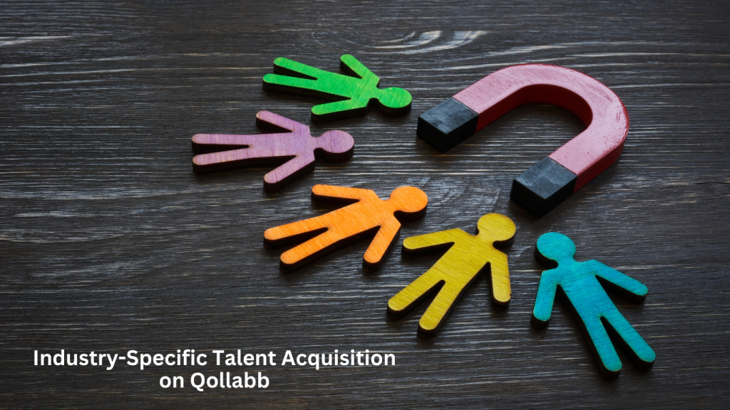 A magnetic horseshoe attracting colorful wooden figures, symbolizing the concept of talent acquisition and recruitment.