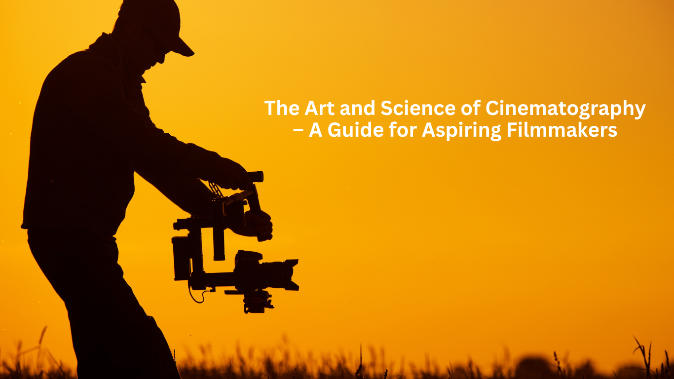 A silhouette of a cinematographer operating a professional camera stabilizer against a golden sunset, symbolizing the art and science of cinematography.
